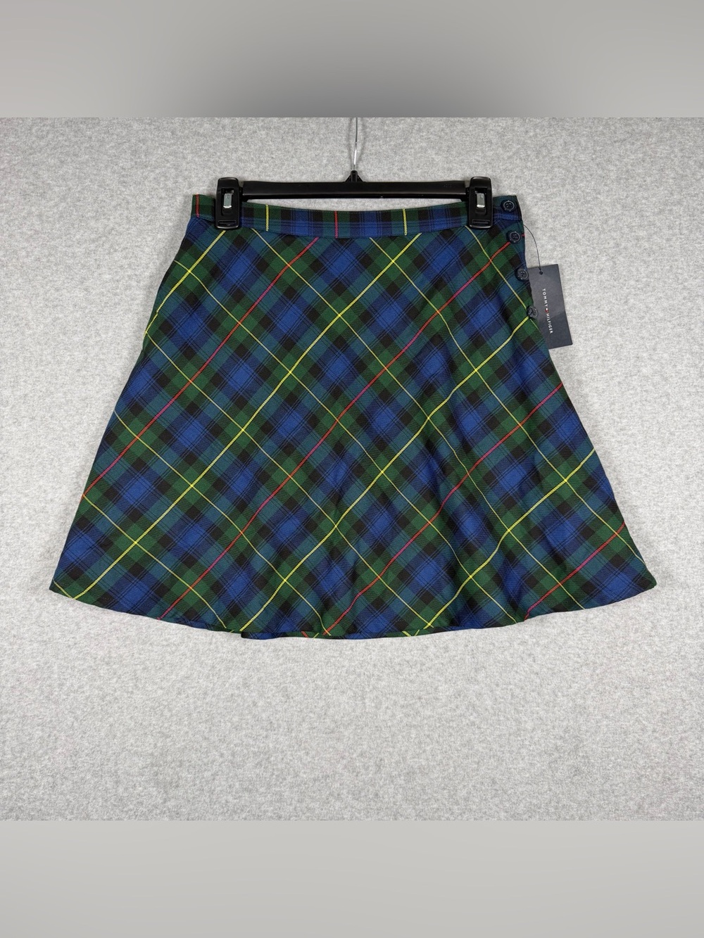 Tommy Hilfiger Girls Size 14 NWT Green Blue Tartan Plaid Button Side Skort
